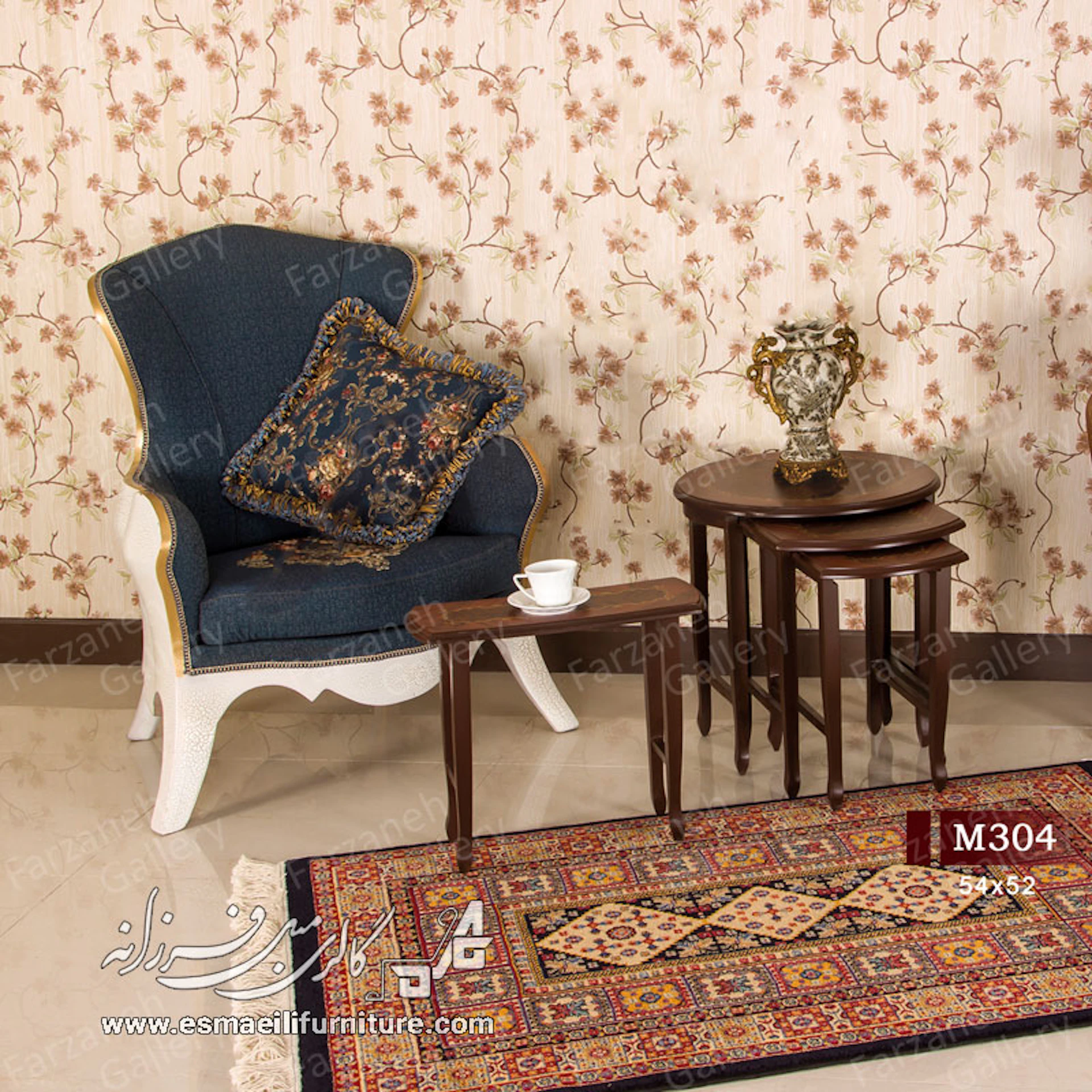میز عسلی معرق مدل M۳۰۴   - چهارپارچه گرد