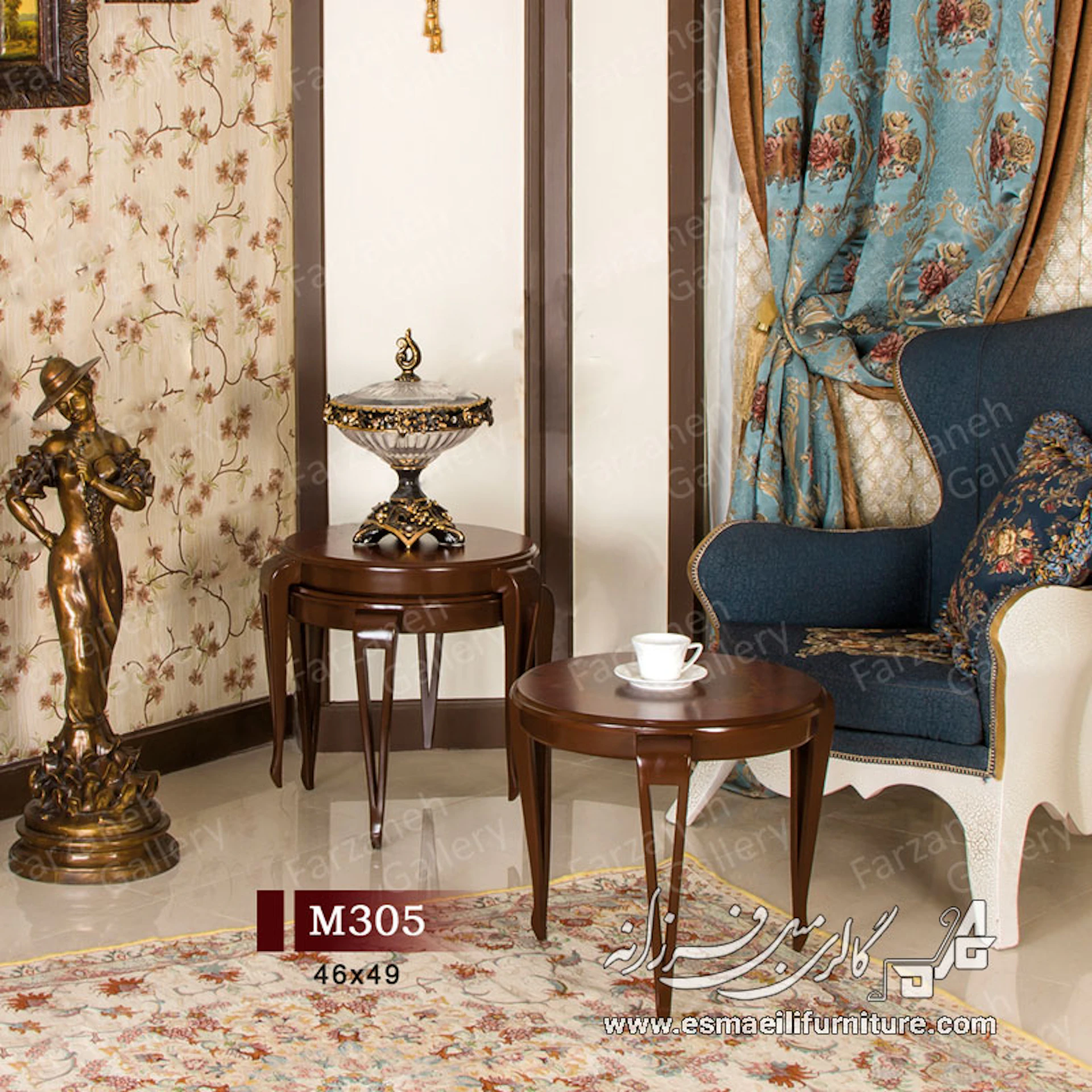 میز عسلی معرق مدل M۳۰۵   - سه تیکه صفحه پلیشی
